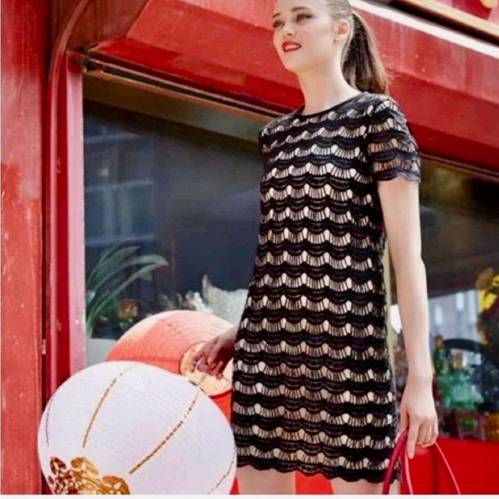 Kate Spade Virginia Black Scalloped Lace Mini Dress Size 12 Worn one time.